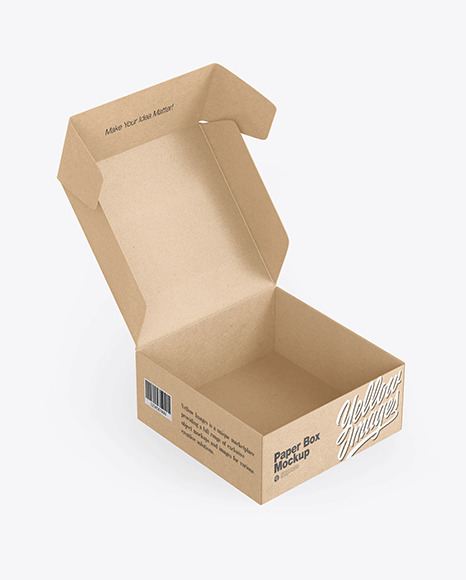Opened Kraft Paper Box Mockup