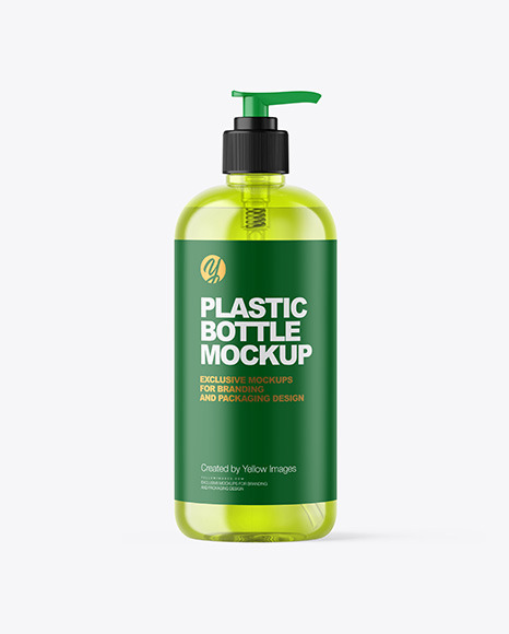 Color Plastic Cosmetic Bottle with Pump Mockup