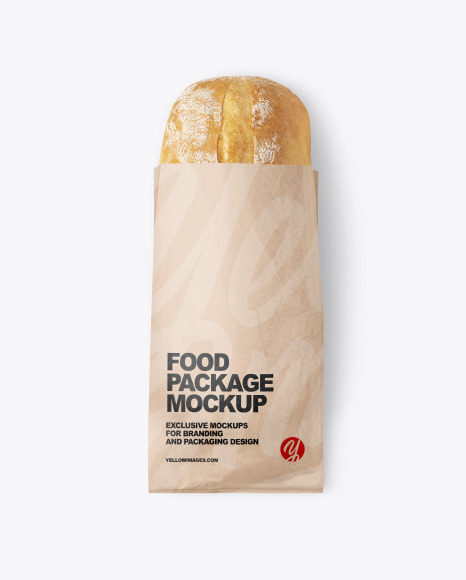 Kraft Package with Bread Mockup