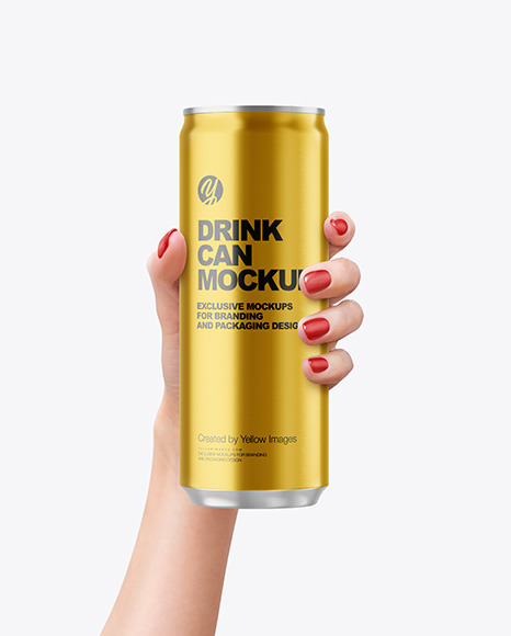 Textured Aluminium Drink Can in a Hand Mockup