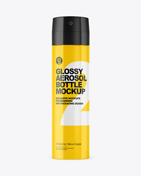 Glossy Aerosol Bottle Mockup