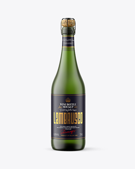 Frosted Green Glass Bottle w/ White Wine Mockup