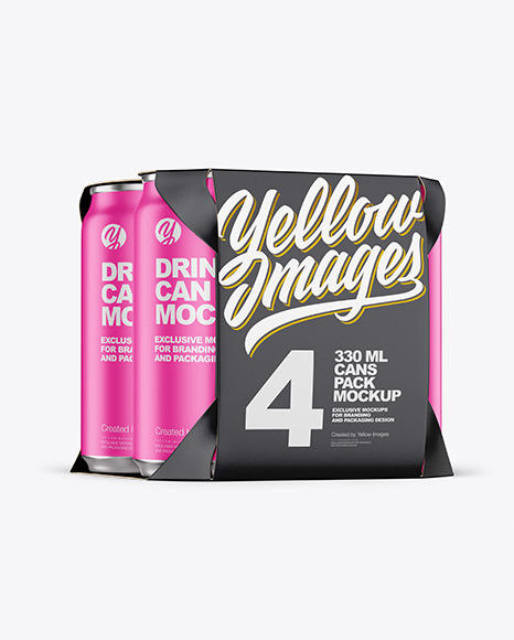Carton Pack W/ 4 Matte Cans Mockup