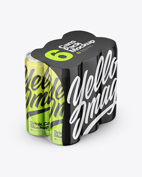 Glossy Metallic Cans in Shrink Wrap Mockup