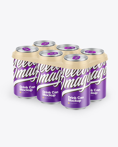 6 Pack Matte Cans with Holder Mockup