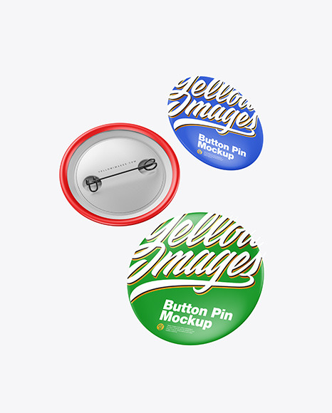 Three Matte Button Pins Mockup