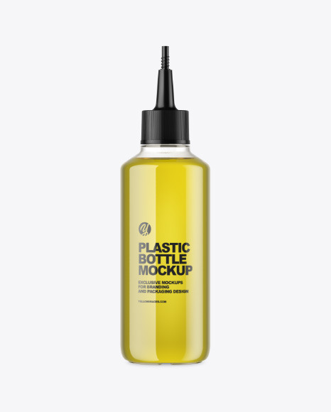 Clear Plastic Oil Bottle w/ Spout Cap Mockup
