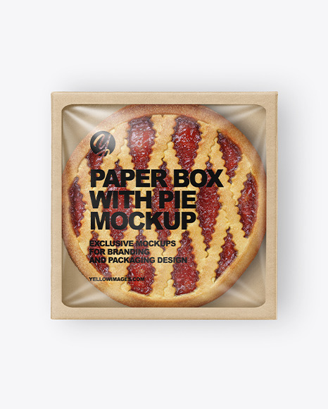 Paper Box With Pie Mockup
