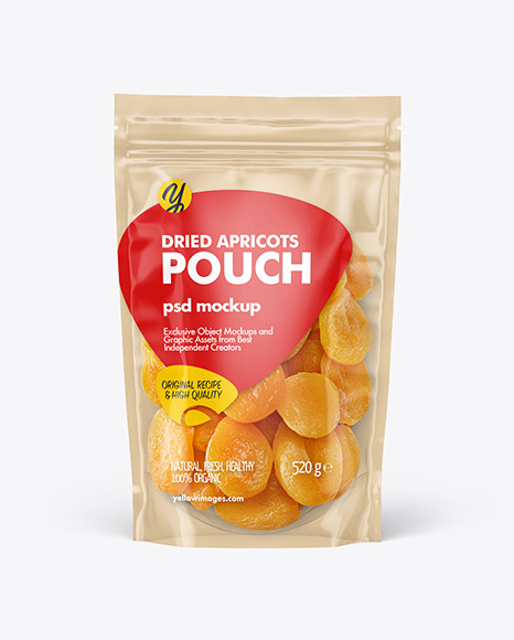 Clear Plastic Pouch w/ Dried Apricots Mockup