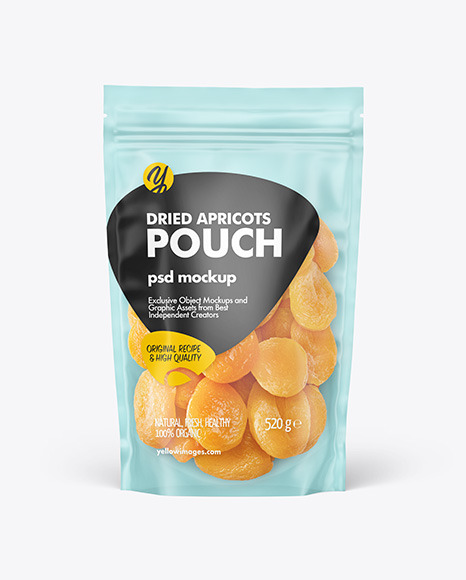 Frosted Plastic Pouch w/ Dried Apricots Mockup