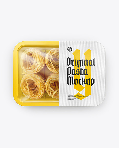 Plastic Tray With Pasta Mockup