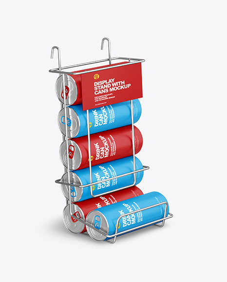 Display Stand w/ Matte Cans Mockup