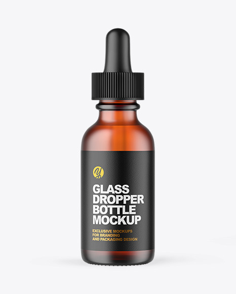 Frosted Amber Glass Dropper Bottle Mockup