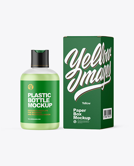 Frosted Cosmetic Bottle with Box Mockup