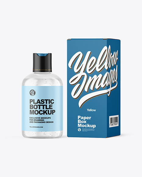 Clear Cosmetic Bottle with Box Mockup