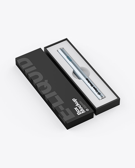 Glossy Metallic Vape Pen W/ Box Mockup