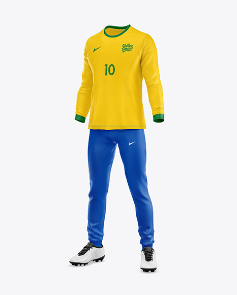 Football Kit with Long Sleeve Mockup – Half Side View
