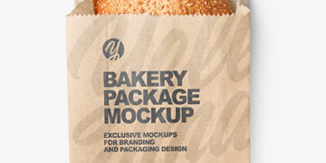 Kraft Paper Bag with Burger Bun Mockup