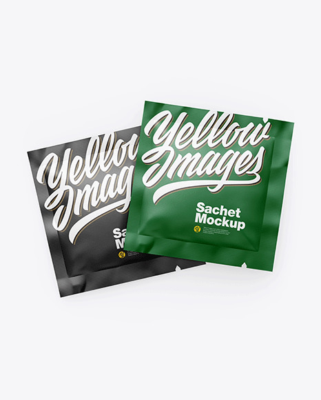 Two Textured Square Sachets Mockup