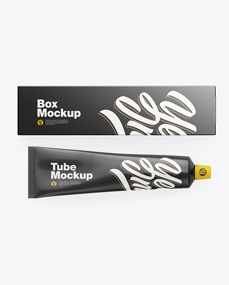 Box w/ Glossy Cosmetic Tube Mockup