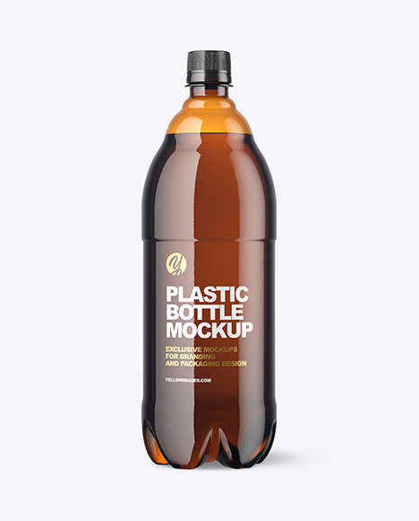 Amber Plastic Bottle Mockup
