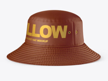 Leather Bucket Hat w/ Wide Brim Mockup