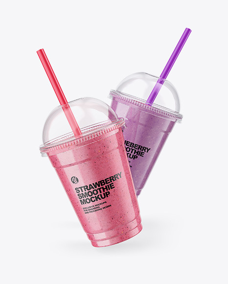 Strawberry and Blueberry Smoothie Cups Mockup