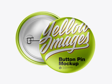 Two Metallic Button Pins Mockup
