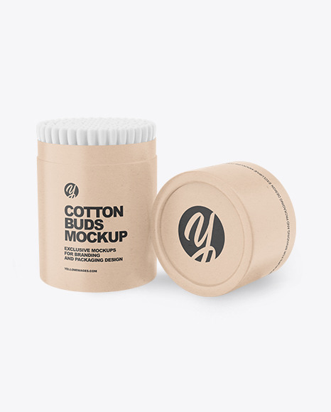Kraft Paper Tube With Cotton Buds Mockup