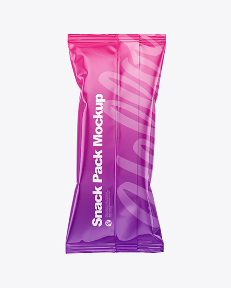 Glossy Snack Pack Mockup - Back View