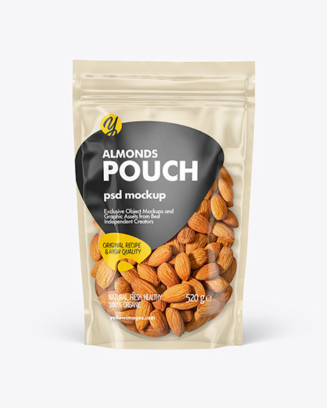 Clear Plastic Pouch w/ Almonds Mockup