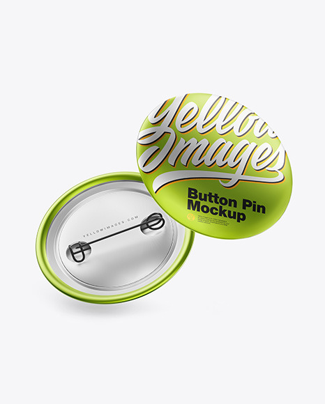 Two Metallic Button Pins Mockup
