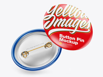 Two Glossy Button Pins Mockup
