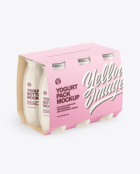 6x100ml Matte Yogurt Pack Mockup