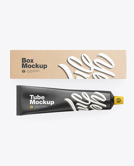 Kraft Box w/ Glossy Cosmetic Tube Mockup
