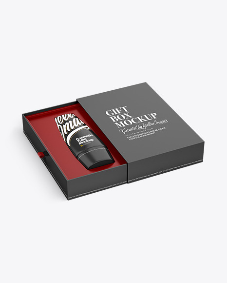 Gift Box With Cosmetic Tube Mockup