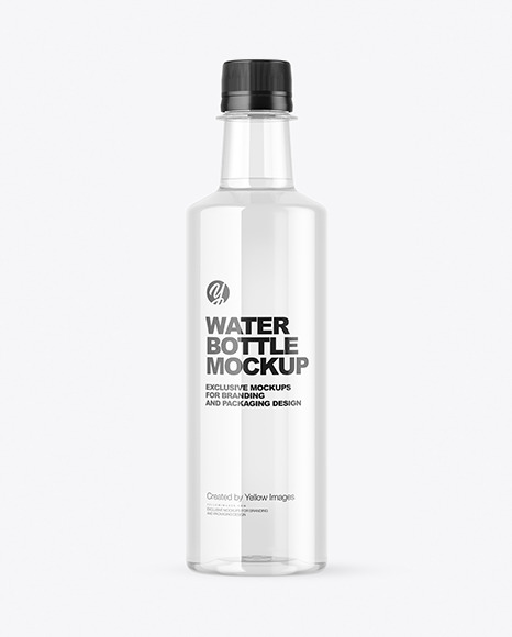 Clear Plastic Bottle with Water Mockup