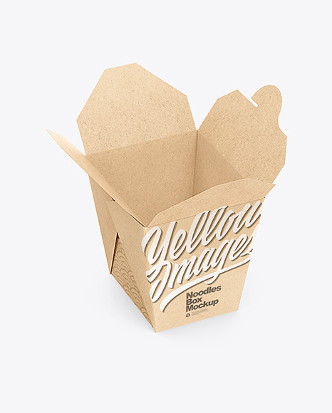 Opened Kraft Paper Noodles Box Mockup