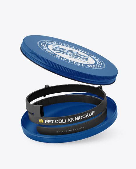 Matte Round Tin Box w/ Pet Collar Mockup