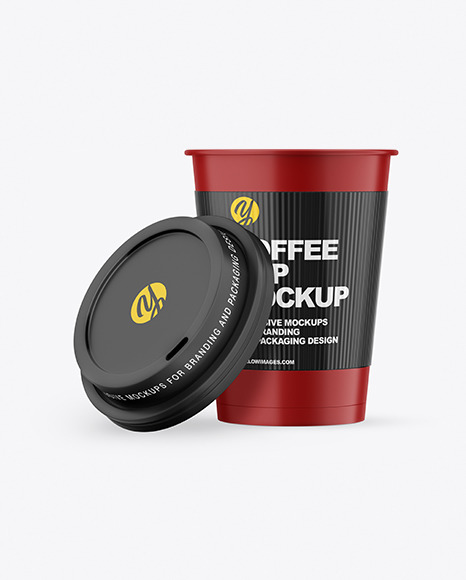 Matte Opened Coffee Cup with Holder Mockup