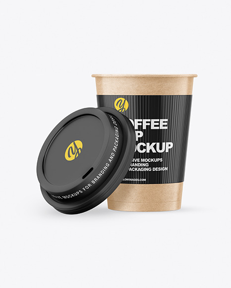 Kraft Opened Coffee Cup with Holder Mockup