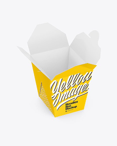 Opened Glossy Paper Noodles Box Mockup