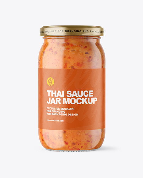 Clear Glass Jar with Sweet Chili Thai Sauce Mockup