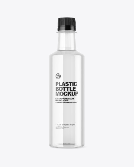 Clear Plastic Bottle w/ Water Mockup