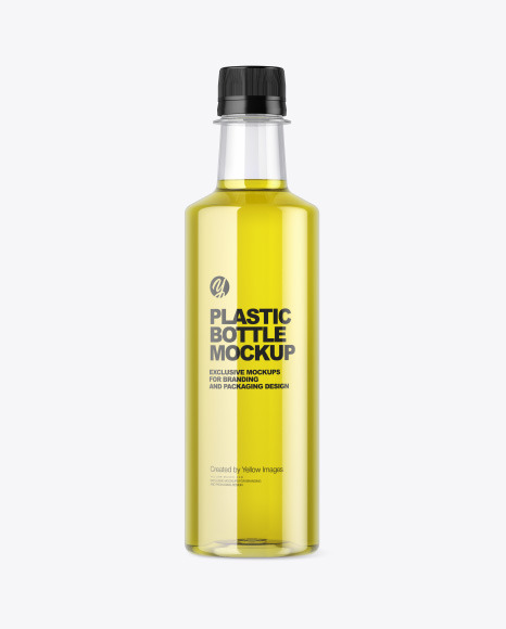 Clear Plastic Bottle w/ Oil Mockup