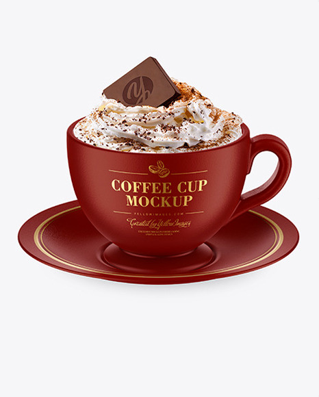 Ceramic Coffee Cup w/ Plate Mockup