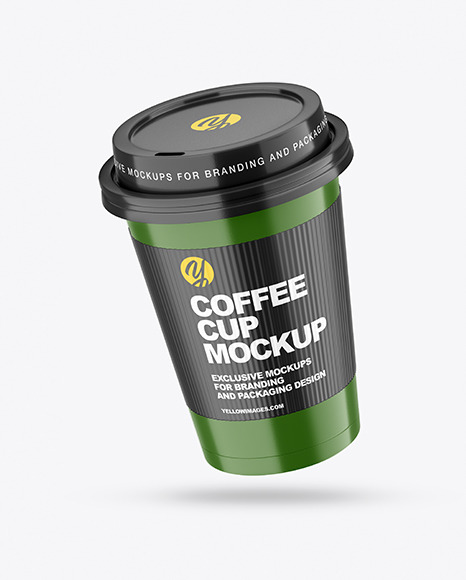 Glossy Coffee Cup with Holder Mockup