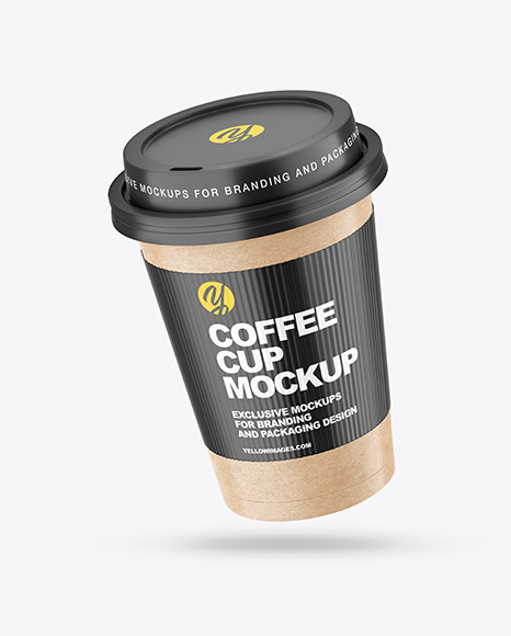 Kraft Coffee Cup with Holder Mockup