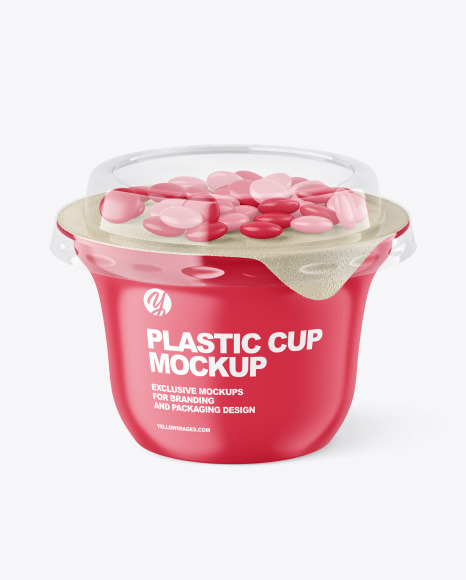 Matte Yoghurt Cup w/ Candy Mockup