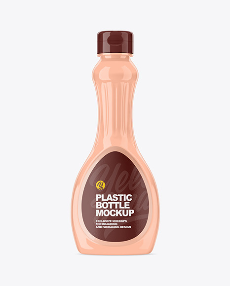Glossy Plastic Syrup Bottle Mockup